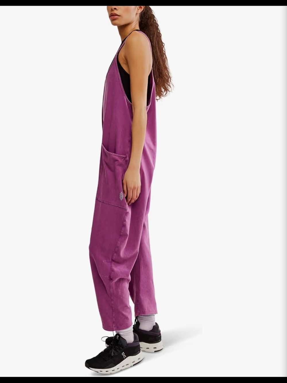 Free People FP Movement Hot Shot Onesie L Lilac Oversized Jumpsuit Romper Boho - Picture 4 of 12